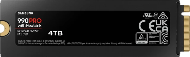 Samsung 990 PRO Series NVMe SSD, PCIe 4.0 M.2 Typ 2280, mit Kühlkörper - 4 TB