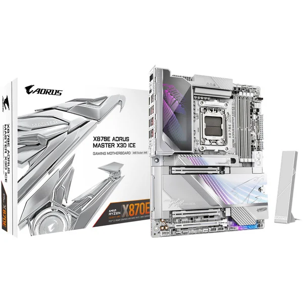 GIGABYTE X870E AORUS MASTER X3D ICE Mainboard - AMD X870E - AMD AM5 - DDR5 RAM - ATX