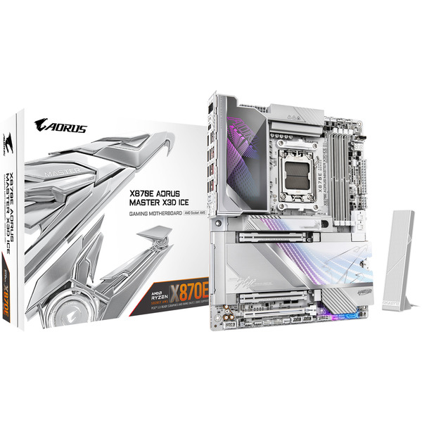 GIGABYTE X870E AORUS MASTER X3D ICE Mainboard - AMD X870E - AMD AM5 - DDR5 RAM - ATX