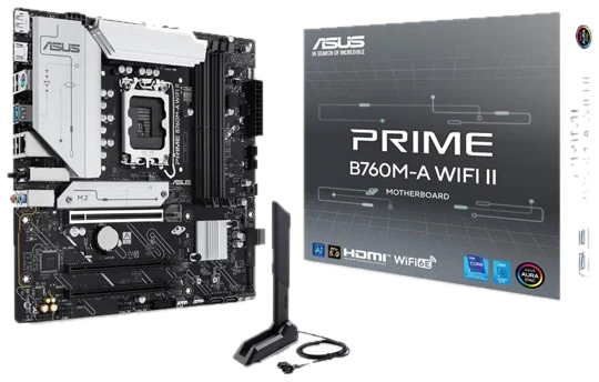 ASUS PRIME B760M-A WIFI II Mainboard - Intel B760 - Intel LGA1700 - DDR5 RAM - Micro-ATX