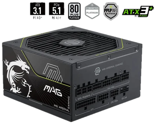 MSI MAG A1200PLS PCIE5 - power supply - 1200 watt Netzteile - 1200 Watt - 135 mm - 80 Plus Platinium