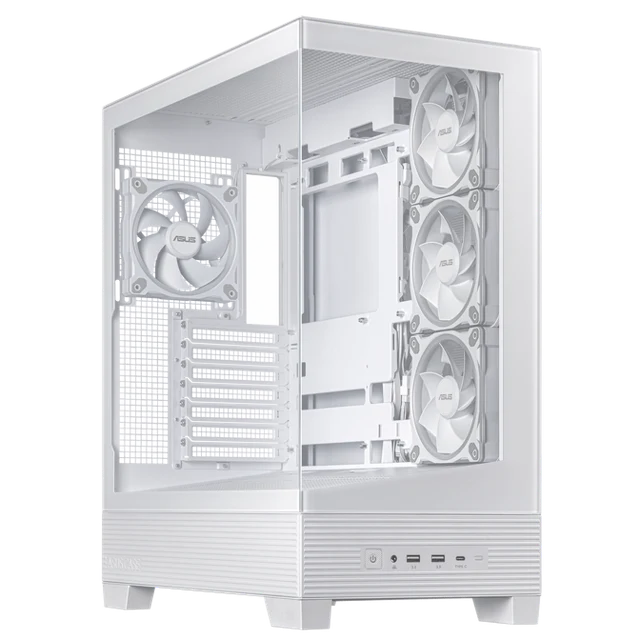 ASUS A31 Plus TG ARGB PC-Gehäuse, Midi-Tower, ATX, Tempered Glass - weiß