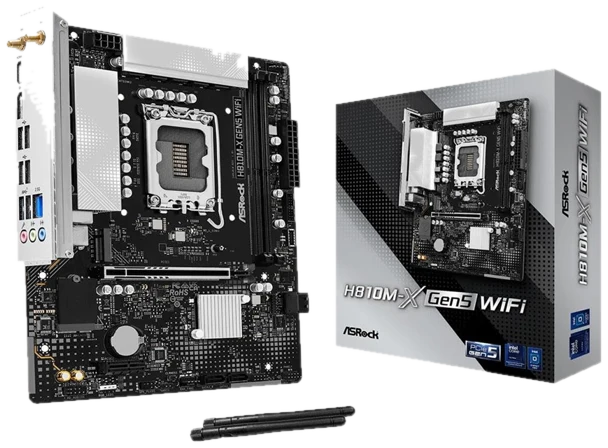 ASRock H810M-X Gen5 WiFi Mainboard - Intel H810 - Intel LGA1851 - DDR5 RAM - Micro-ATX