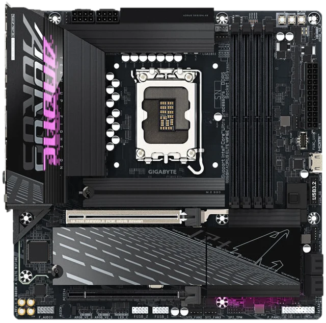 GIGABYTE B860M Aorus Elite WiFi6E Mainboard, Sockel 1851, Intel B860, mATX, DDR5