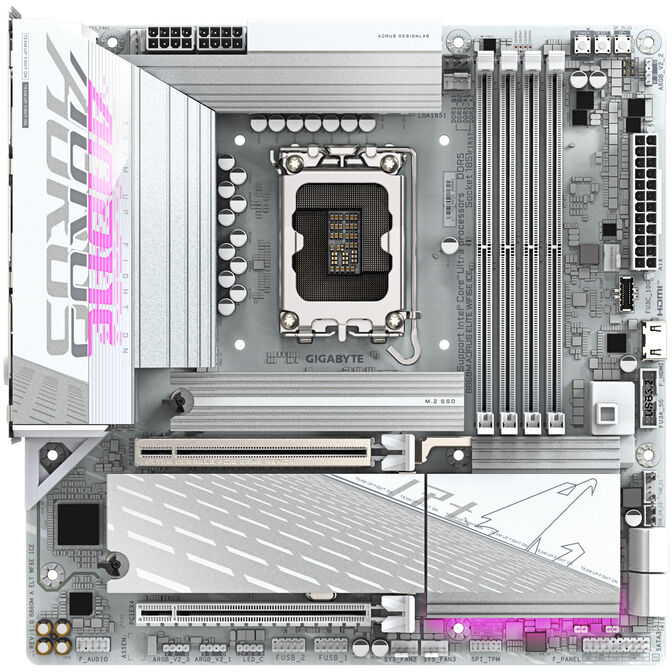 GIGABYTE B860M Aorus Elite WiFi6E ICE Mainboard, Sockel 1851, Intel B860, mATX, DDR5