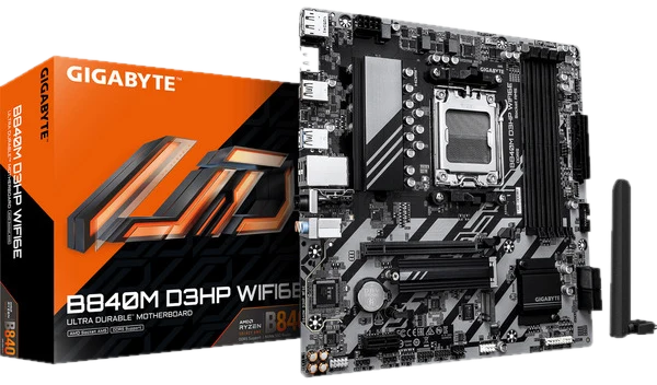 GIGABYTE B840M D3HP WIFI6E Mainboard - AMD B840 - AMD AM5 - DDR5 RAM - Micro-ATX