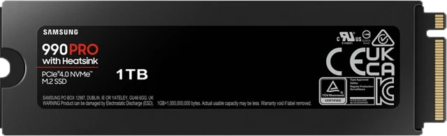 Samsung 990 PRO Series NVMe SSD, PCIe 4.0 M.2 Typ 2280, mit Kühlkörper - 1 TB