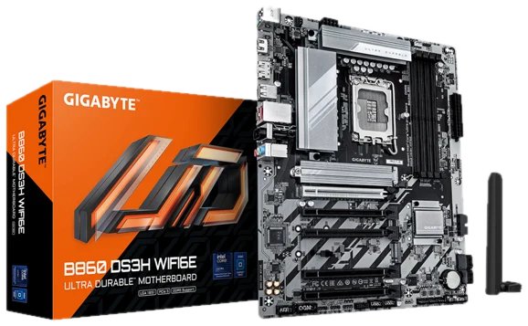 GIGABYTE B860 DS3H WIFI6E Mainboard - Intel B860 - Intel LGA1851 - DDR5 RAM - ATX