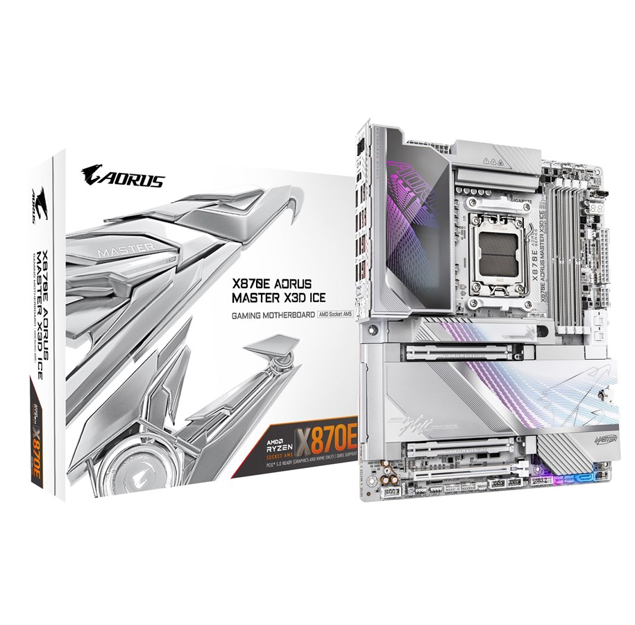 GIGABYTE X870E AORUS MASTER X3D ICE Mainboard - AMD X870E - AMD AM5 - DDR5 RAM - ATX