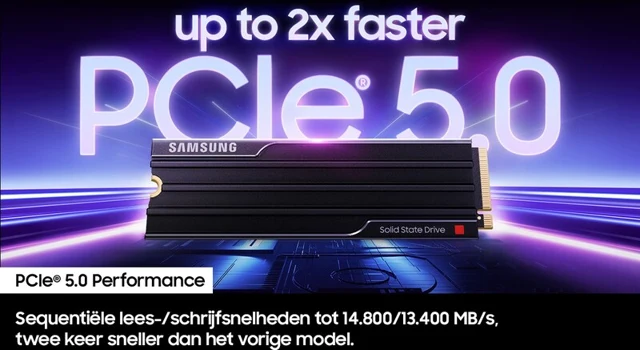 Samsung 9100 PRO Series NVMe SSD, PCIe 5.0 M.2 Typ 2280, mit Kühlkörper - 1TB