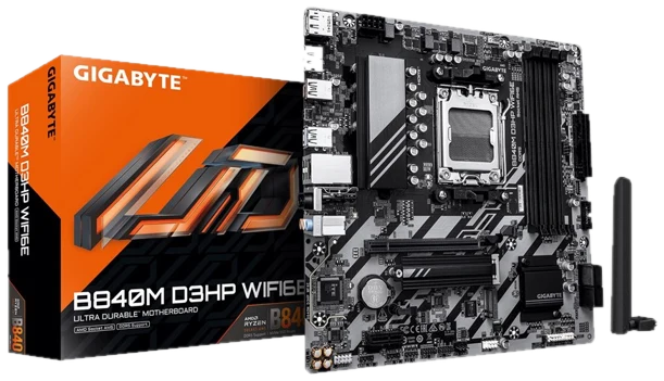 GIGABYTE B840M D3HP WIFI6E Mainboard - AMD B840 - AMD AM5 - DDR5 RAM - Micro-ATX