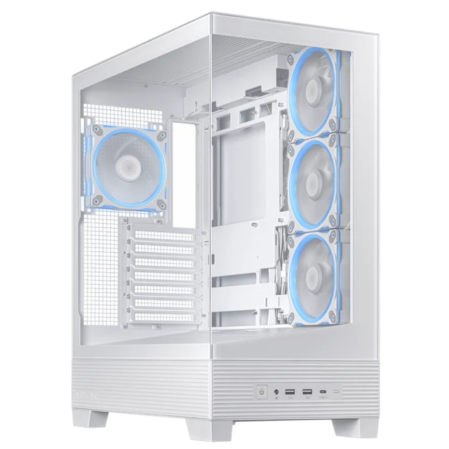 ASUS A31 Plus TG ARGB PC-Gehäuse, Midi-Tower, ATX, Tempered Glass - weiß