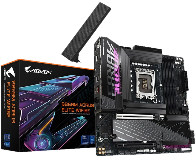 GIGABYTE B860M Aorus Elite WiFi6E Mainboard, Sockel 1851, Intel B860, mATX, DDR5