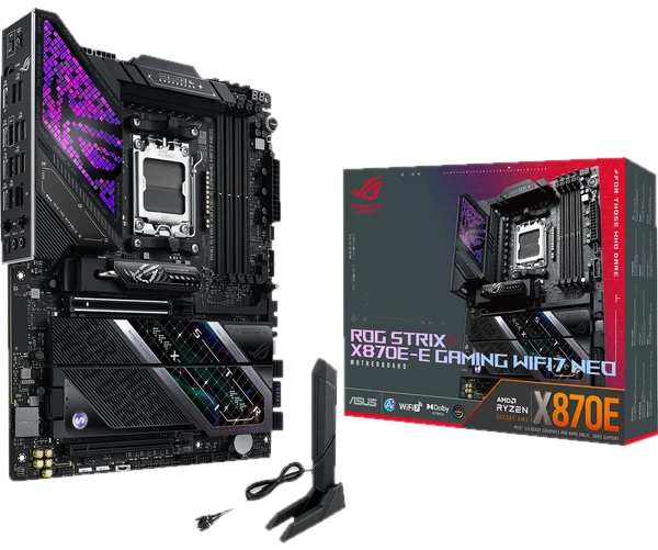 ASUS ROG STRIX X870E-E GAMING WIFI7 NEO Mainboard - AMD X870E - AMD AM5 - DDR5 RAM - ATX